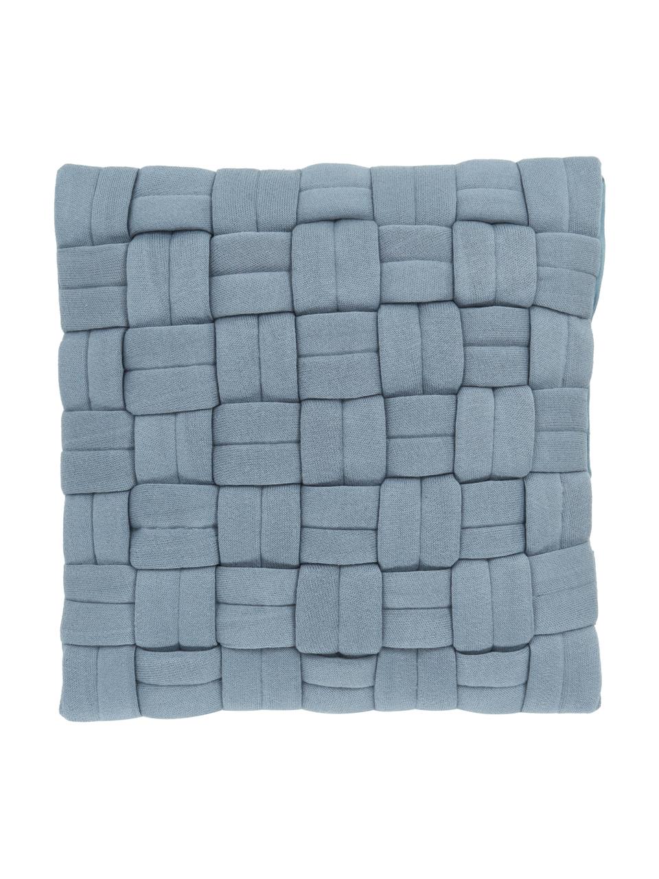 Geweven kussenhoes Norman in blauw, Blauw, 40 x 40 cm