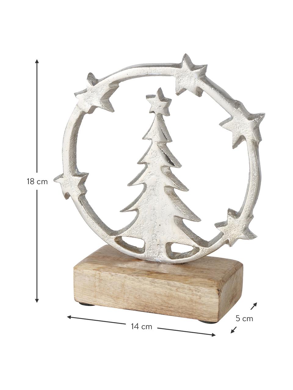 Decoratieve objecten Tervola in zilverkleur, 2 stuks, Voetstuk: hout, Zilverkleurig, B 14 cm x H 18 cm