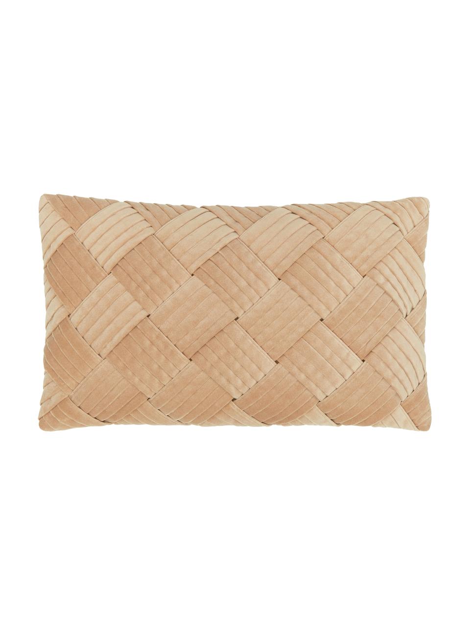 Sametový povlak na polštář se strukturovaným vzorem Sina, Samet (100 % bavlna), Světle hnědá, Š 30 cm, D 50 cm