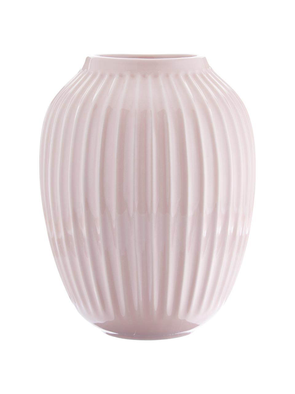 Ručne vyrobená váza  Hammershøi, Porcelán, Bledoružová, Ø 20 x V 25 cm