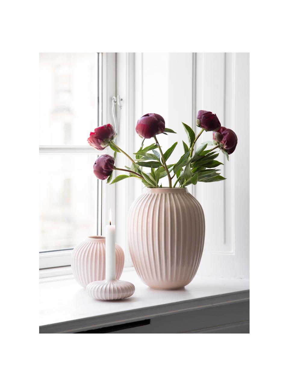 Ručne vyrobená váza  Hammershøi, Porcelán, Bledoružová, Ø 20 x V 25 cm