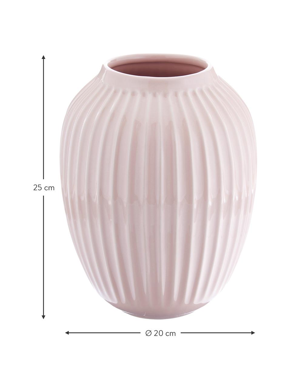 Jarrón artesanal de diseño Hammershøi, Porcelana, Rosa, Ø 20 x Al 25 cm