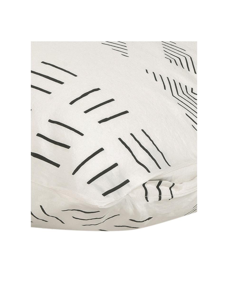 Taies d'oreiller en coton délavé bohème Kohana, 2 pièces, 65 x 65 cm, Écru, noir, larg. 65 x long. 65 cm