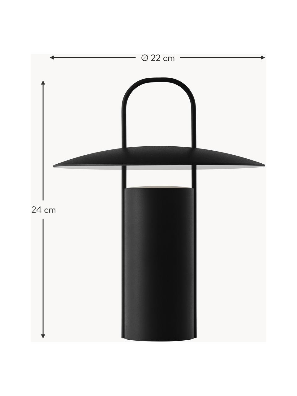 Dimbare LED tafellamp Ray met USB-aansluiting, Gecoat metaal, Zwart, Ø 22 x H 24 cm