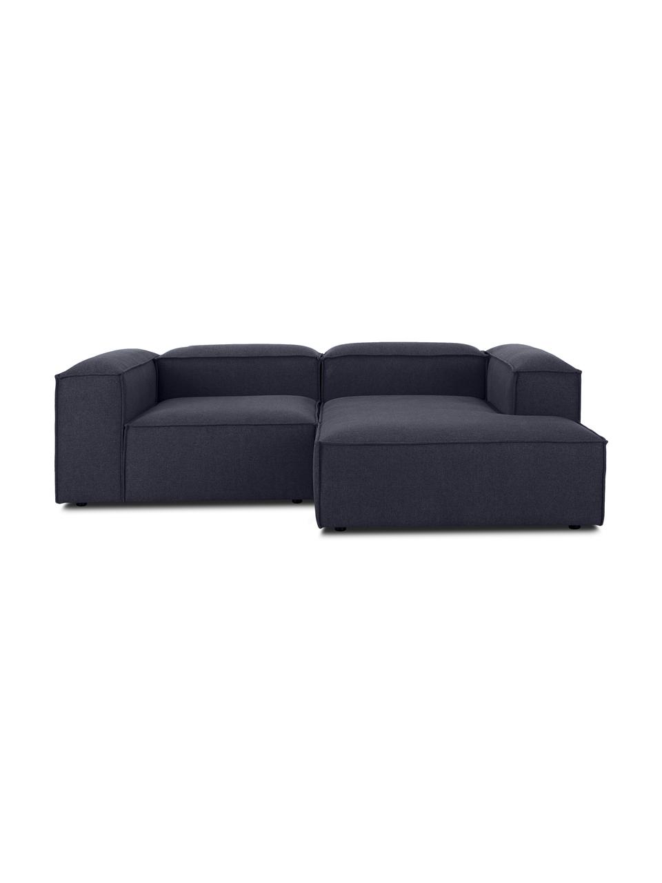 Narożna sofa modułowa Lennon, Tapicerka: 100% poliester Dzięki tka, Stelaż: lite drewno sosnowe, cert, Nogi: tworzywo sztuczne Nogi zn, Ciemnoniebieska tkanina, S 238 x G 180 cm, lewostronna