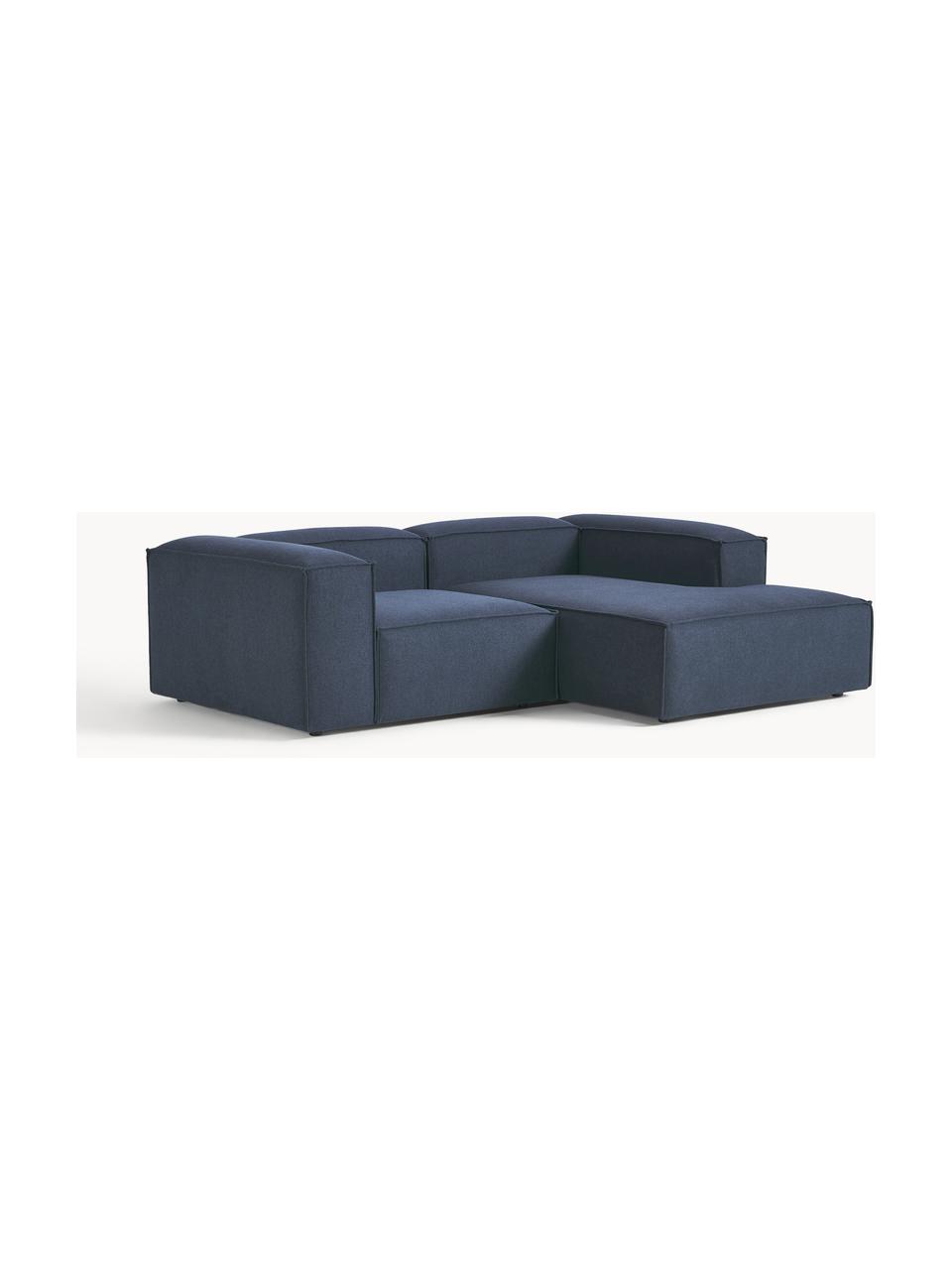 Sofá rinconera modular Lennon, Tapizado: 100% poliéster Alta resis, Estructura: madera de pino maciza, ma, Patas: plástico Las patas están , Tejido azul oscuro, An 238 x F 180 cm, chaise longue izquierda