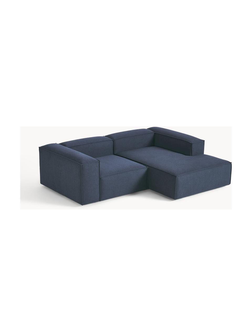 Modulares Ecksofa Lennon, Bezug: 100 % Polyester Der strap, Gestell: Massives Kiefernholz, Spe, Webstoff Dunkelblau, B 238 x T 180 cm, Eckteil links