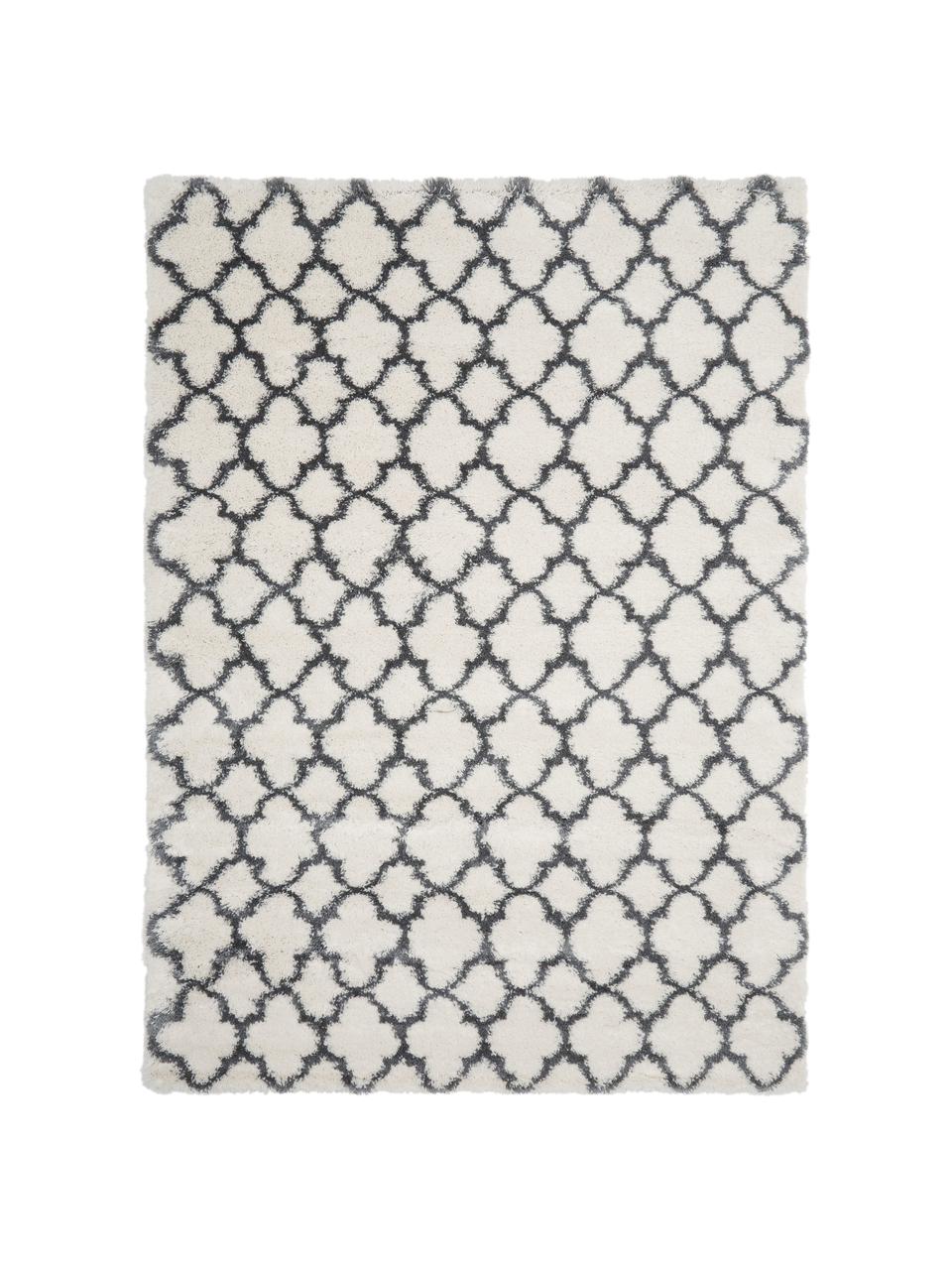 Tapis moelleux à poils longs Mona, Blanc crème, gris foncé, larg. 300 x long. 400 cm (taille XL)