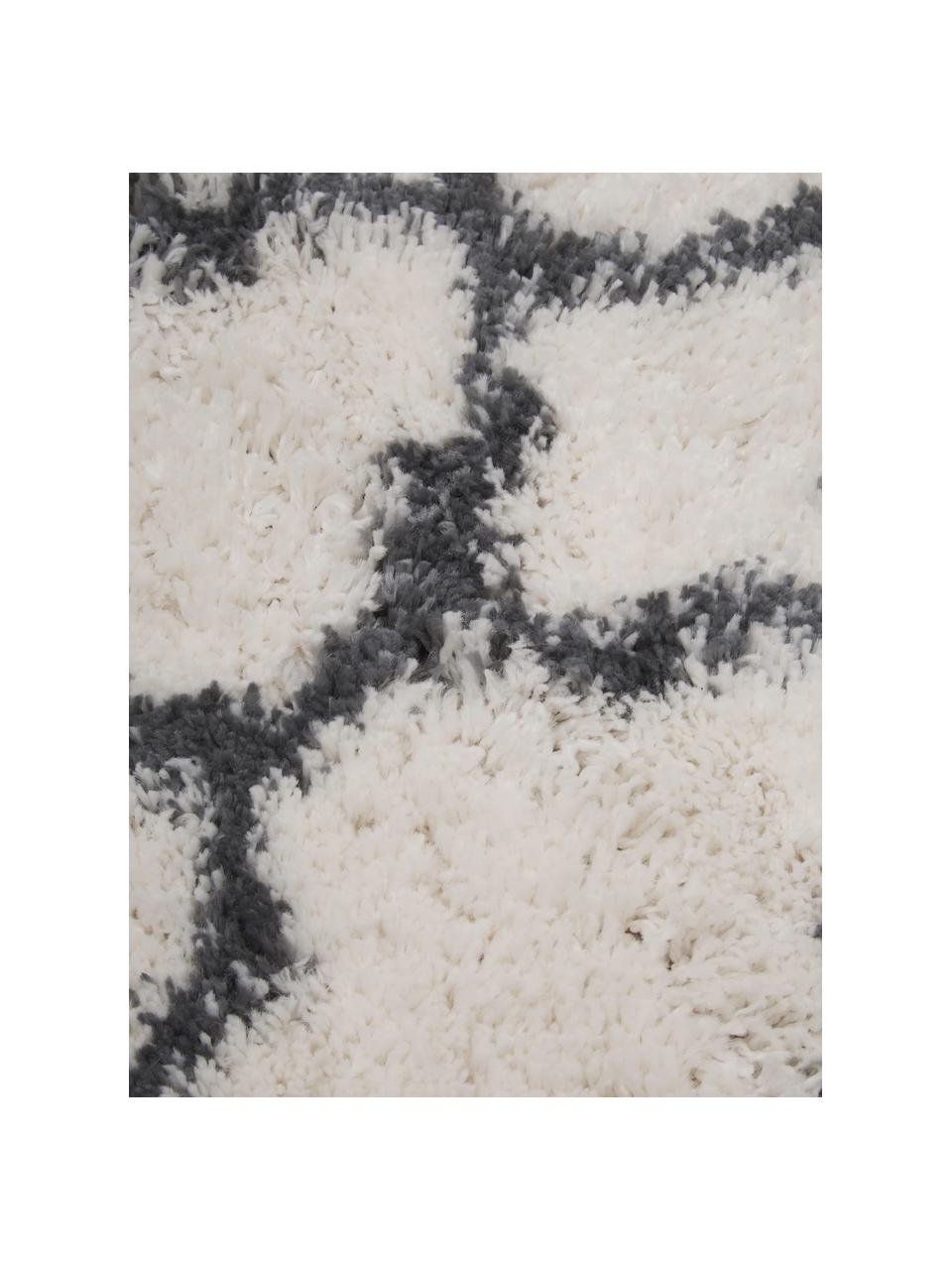 Tapis moelleux à poils longs Mona, Blanc crème, gris foncé, larg. 300 x long. 400 cm (taille XL)