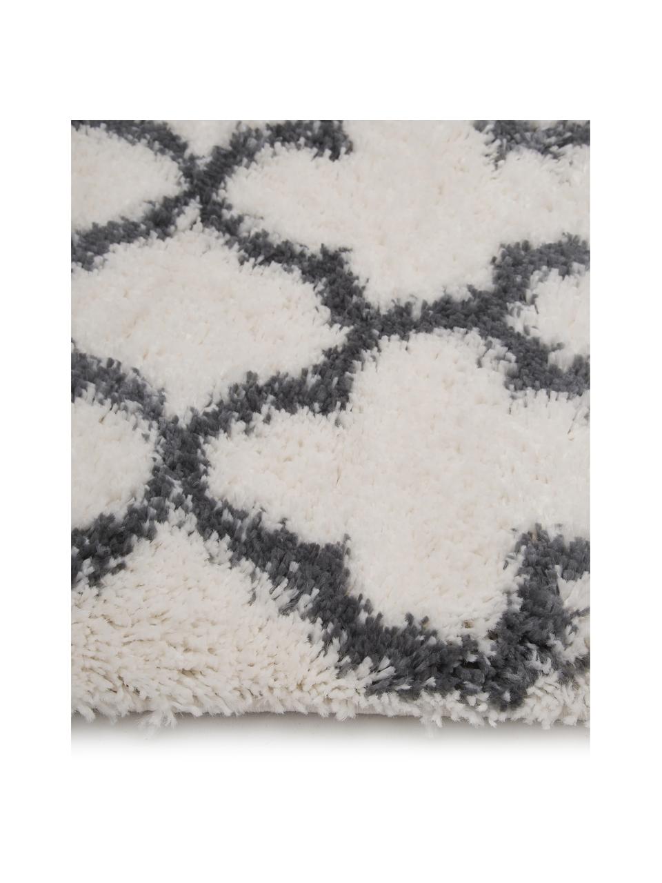 Tapis moelleux à poils longs Mona, Blanc crème, gris foncé, larg. 300 x long. 400 cm (taille XL)