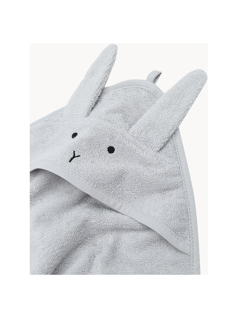 Asciugamano per bambini Albert Rabbit, 100% cotone organico (spugna di cotone), certificato GOTS, Grigio, Larg. 70 x Lung. 70 cm