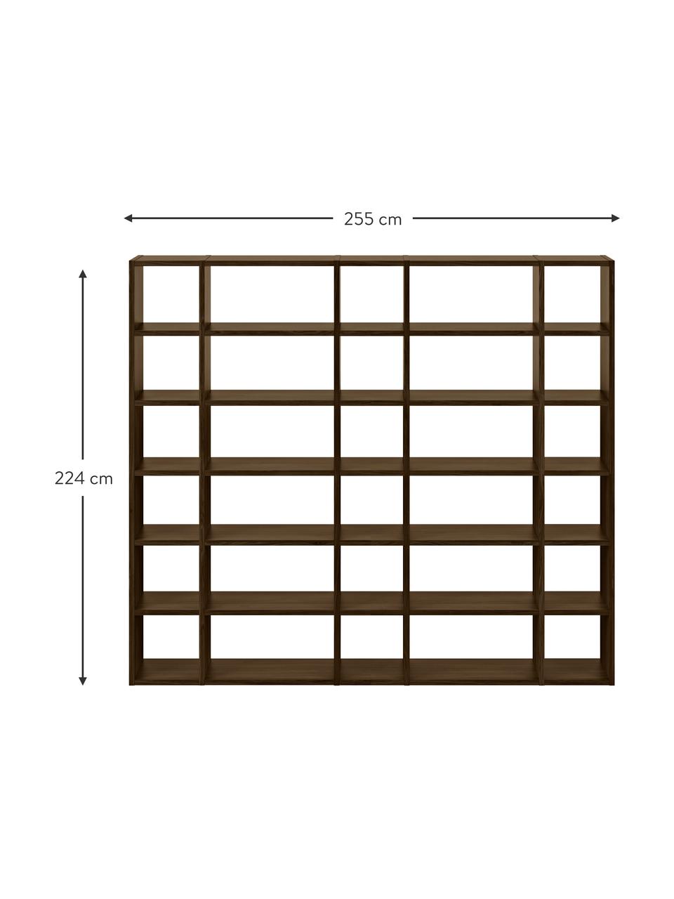 Estantería grande de madera Pombal, Aglomerado chapado en madera de nogal

Este producto está hecho de madera de origen sostenible y con certificación FSC®., Madera, marrón oscuro pintado, An 255 x Al 224 cm