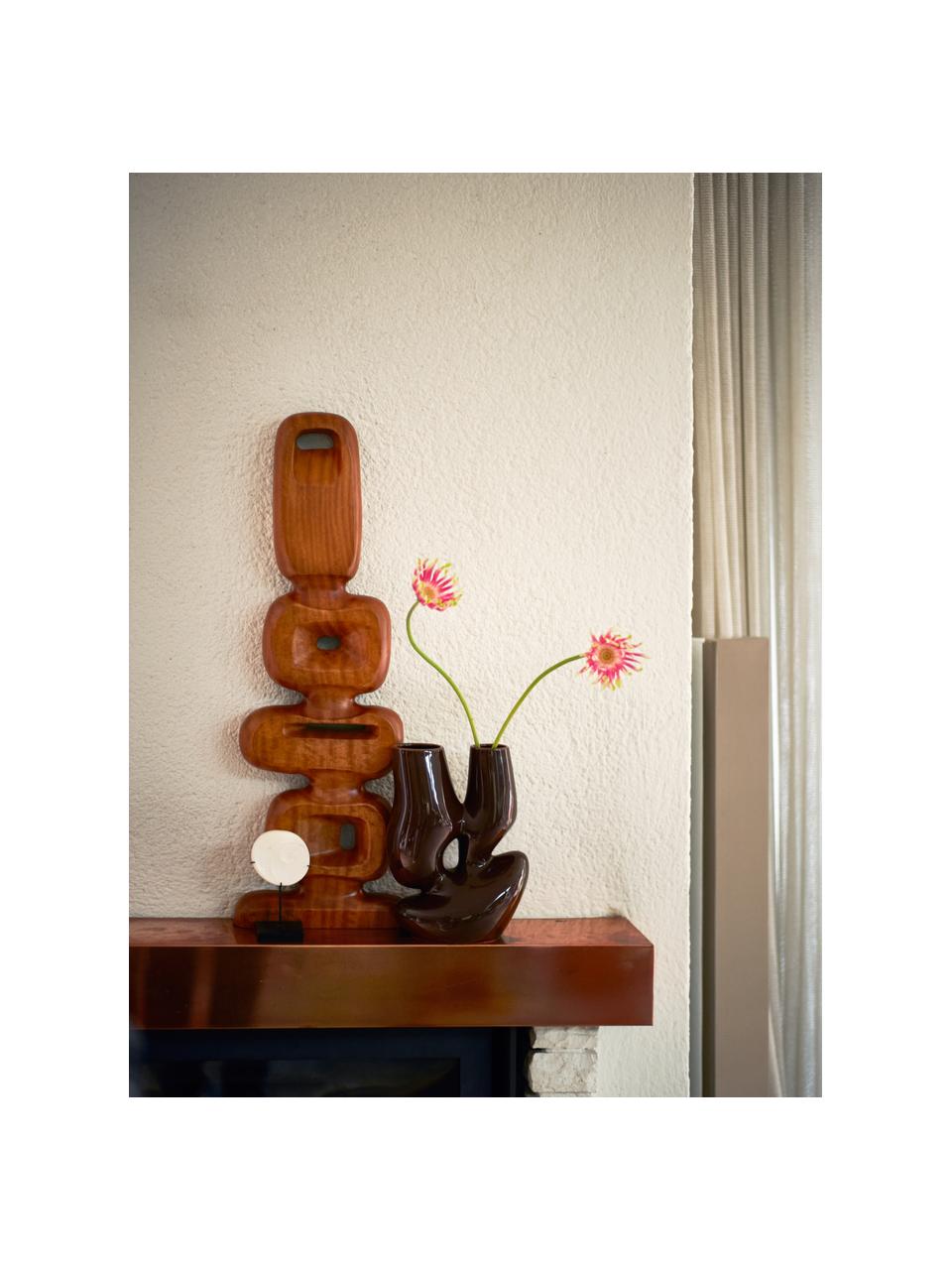 Vase en grès cérame Organic, Grès cérame, Brun foncé, larg. 20 x haut. 25 cm
