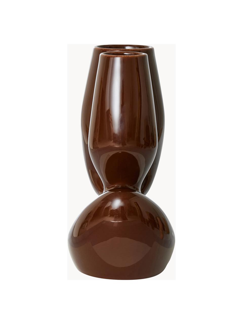 Vase en grès cérame Organic, Grès cérame, Brun foncé, larg. 20 x haut. 25 cm