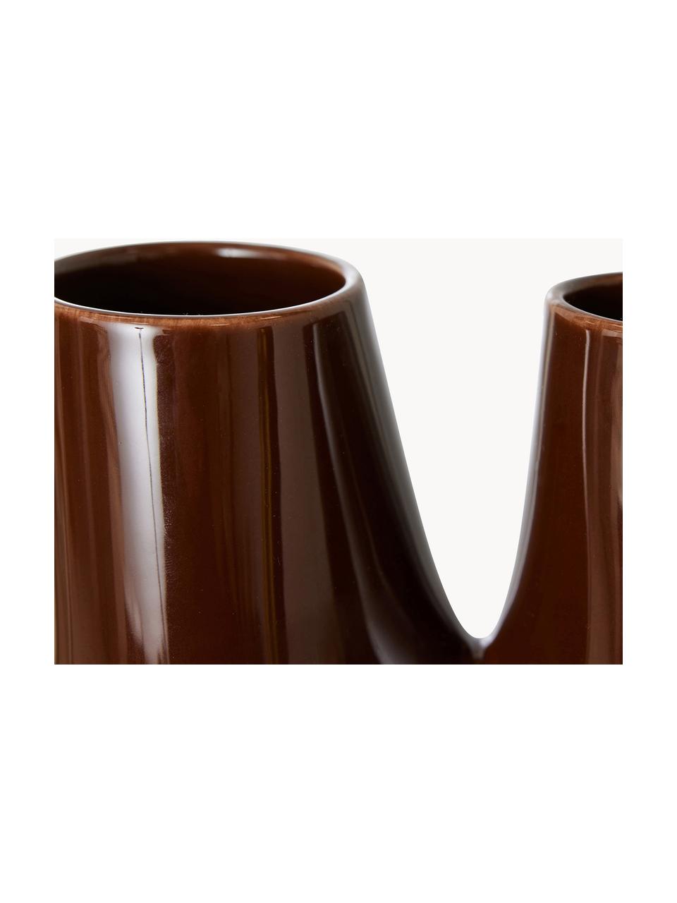 Steingut-Vase Organic, H 25 cm, Steingut, Dunkelbraun, B 20 x H 25 cm