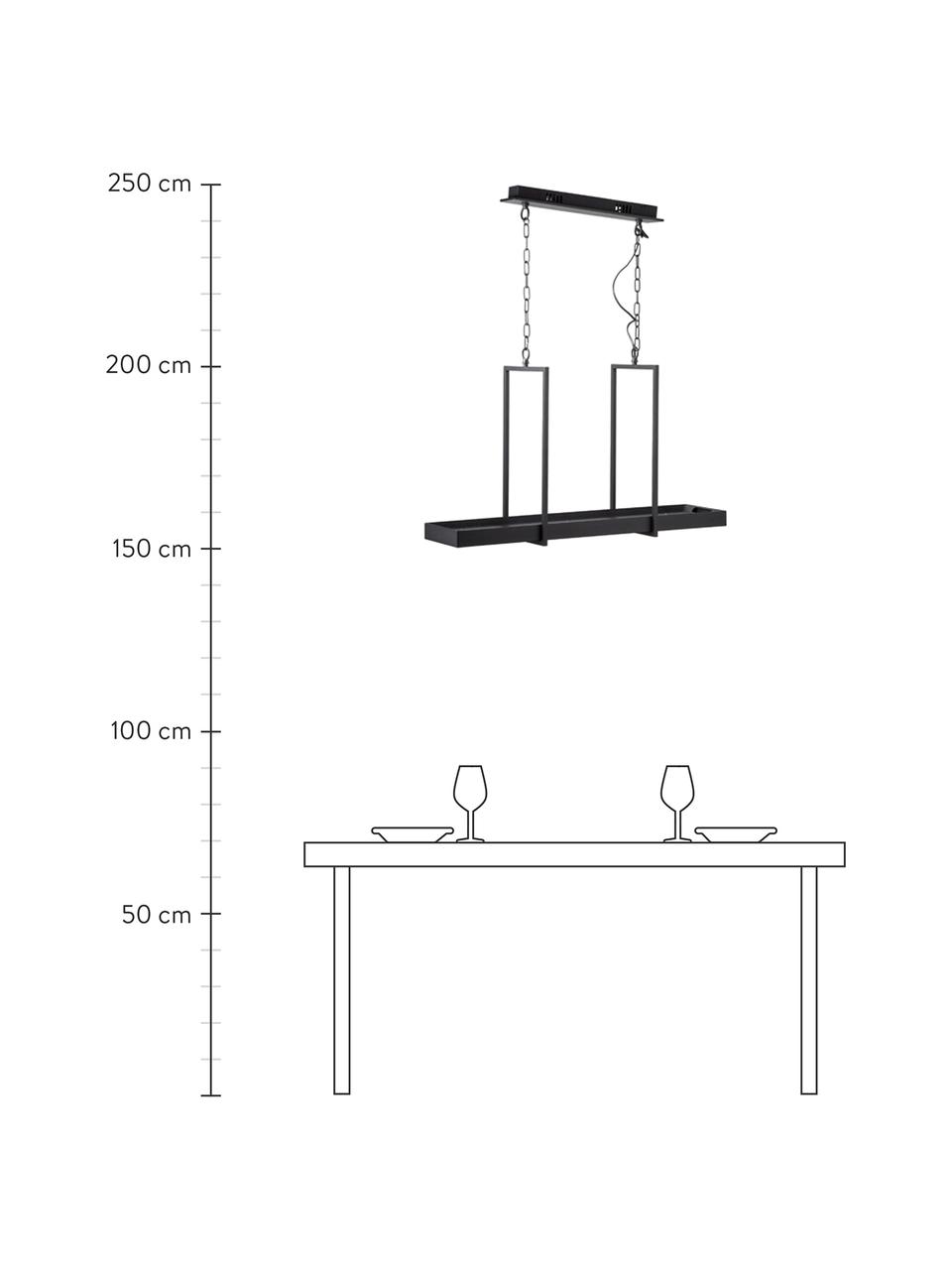 Grote LED hanglamp Tray in industrieel design, Lampenkap: gelakt metaal, Baldakijn: gelakt metaal, Zwart, 80 x 50 cm