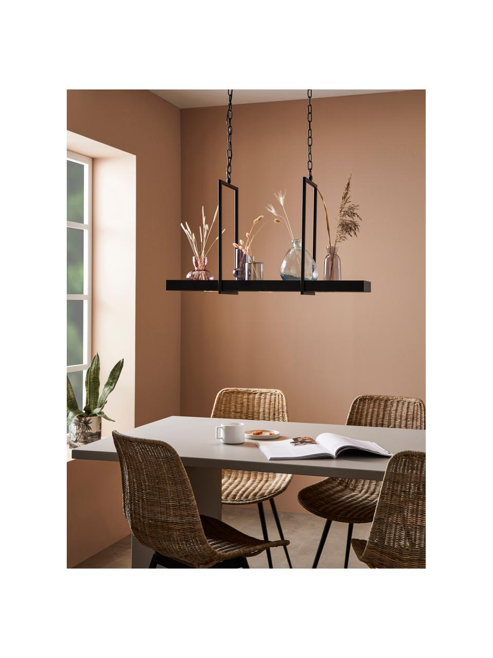 Lámpara de techo LED Tray, estilo industrial, Pantalla: metal pintado, Anclaje: metal pintado, Cable: plástico, Negro, An 80 x Al 50 cm