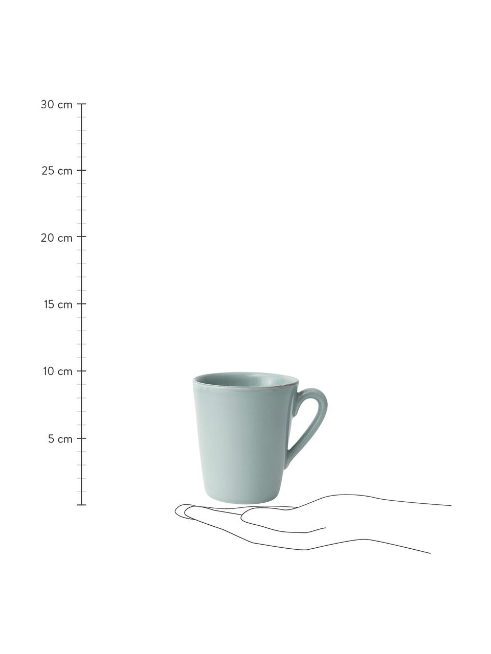 Tazas de café Constance, 2 uds., estilo rústico, Gres, Turquesa, Ø 9 x Al 10 cm, 250 ml