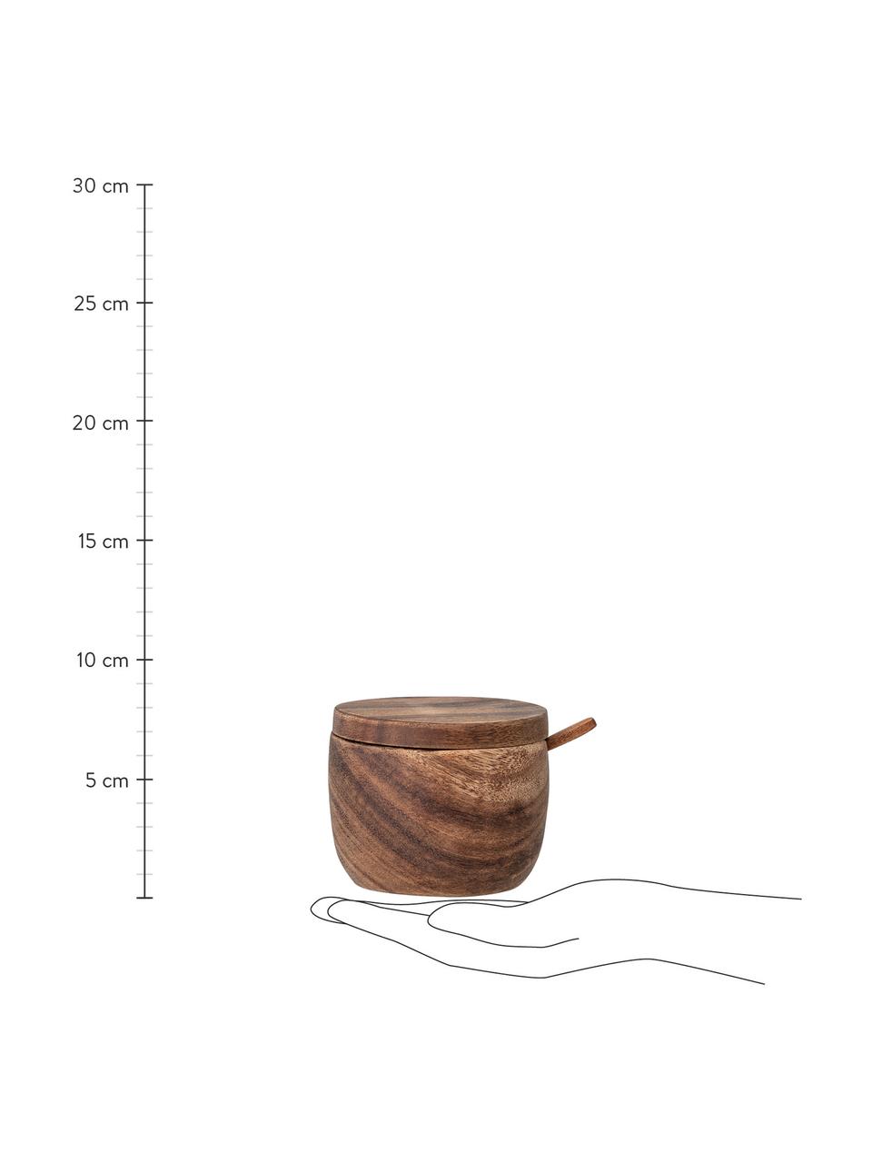 Suikerpot Elfa met lepel van mangohout, Acaciahout, Donker hout, Ø 9 x H 8 cm