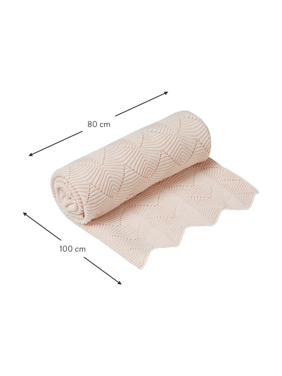 Manta bebé de algodón ecológico Snuggle Scallop, 100% algodón ecológico, certificado GOTS, Rosa pálido, L 100 x An 80 cm