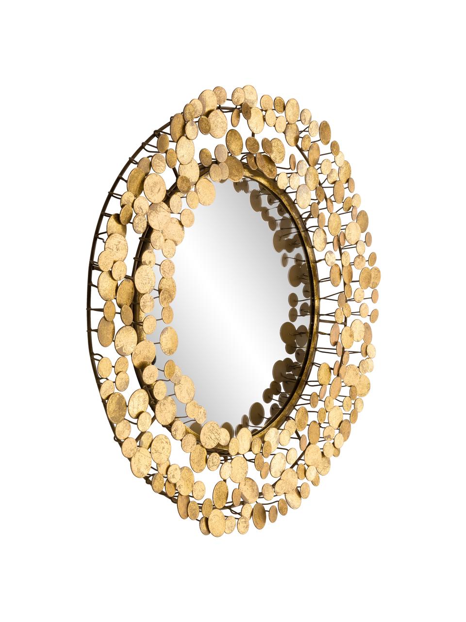 Specchio rotondo da parete con cornice in metallo dorato Penny, Cornice: metallo rivestito, Superficie dello specchio: lastra di vetro, Dorato, Ø 64 x Prof. 5 cm