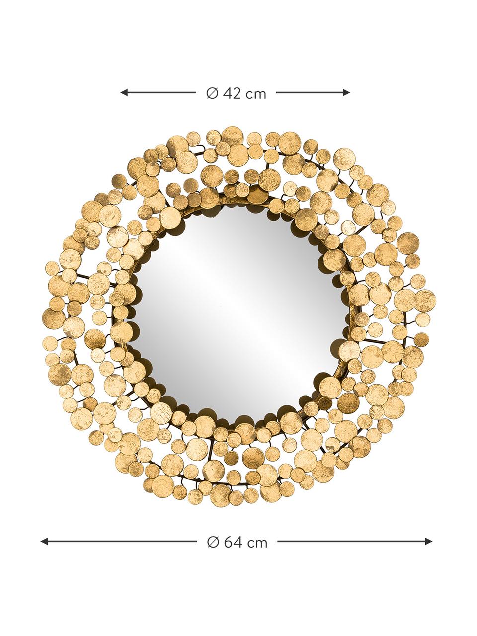 Okrúhle nástenné zrkadlo so zlatým kovovým rámom Penny, Odtiene zlatej, Ø 64 x H 5 cm