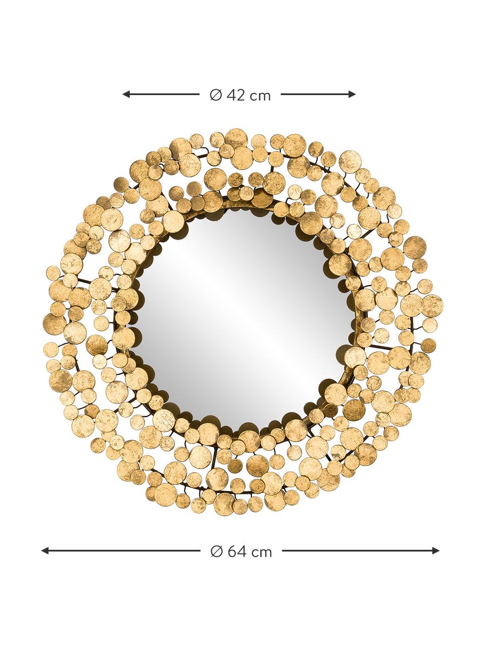 Runder Wandspiegel Penny mit goldenem Metalrahmen, Rahmen: Metall, beschichtet, Spiegelfläche: Spiegelglas, Goldfarben, Ø 64 x T 5 cm