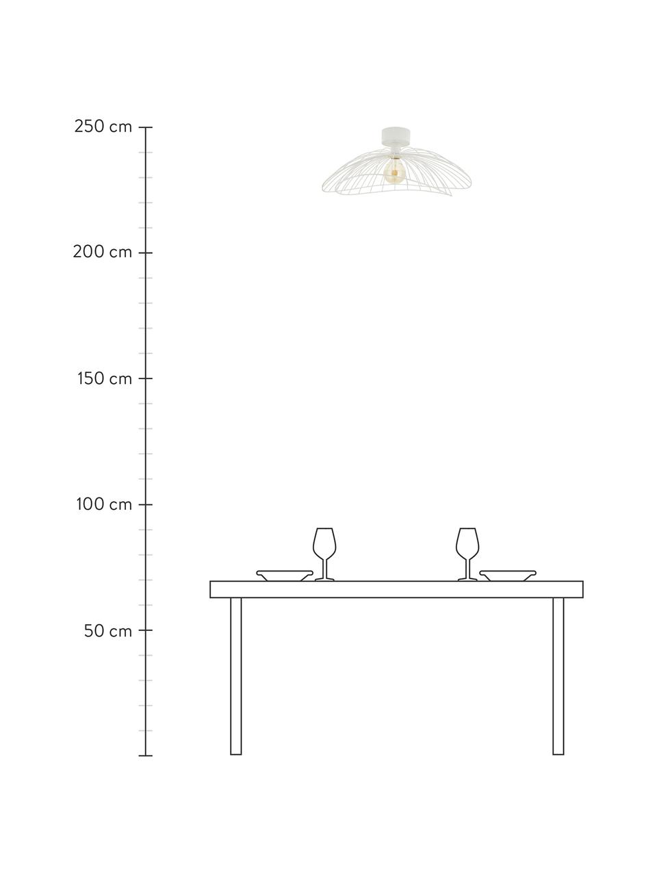 Aplique / Plafón grande Ray, con enchufe, Pantalla: metal, Fijación: metal, Cable: plástico, Blanco, Ø 60 x Al 20 cm