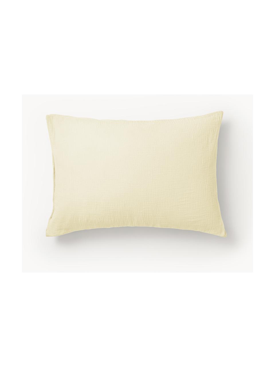 Funda de almohada de muselina Odile, Amarillo claro, An 45 x L 110 cm