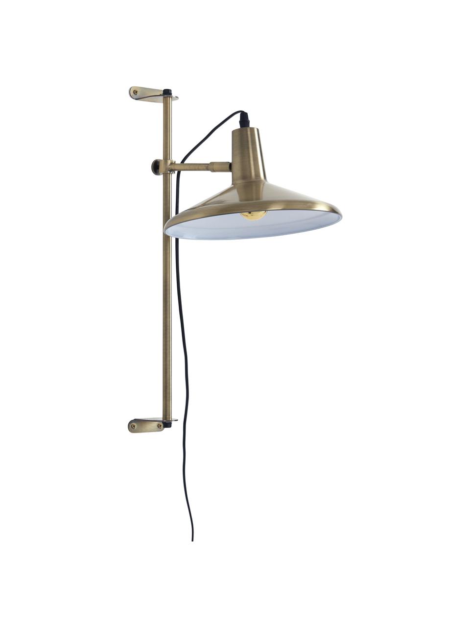 Grote in hoogte verstelbare wandlamp Twiss met stekker, Lampenkap: gelakt metaal, Messingkleurig, D 40 x H 50 cm