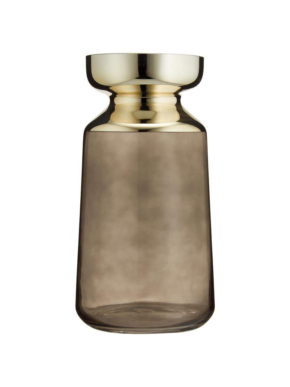 Sklenená váza Shimmer, Sklo, Hnedá, zlatá, Ø 16 x V 30 cm