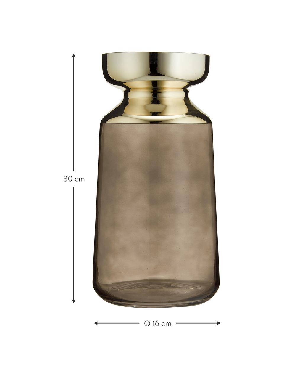Große Deko-Vase Shimmer aus Glas, Glas, Braun, Goldfarben, Ø 16 x H 30 cm