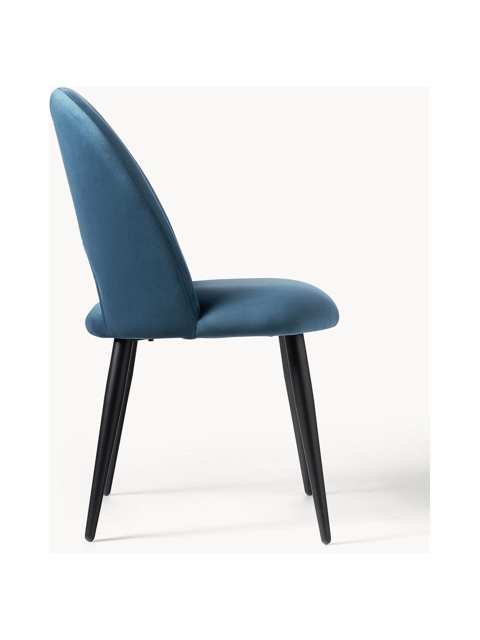 Sametová čalouněná židle Rachel, Modrá, Š 53 cm, H 57 cm