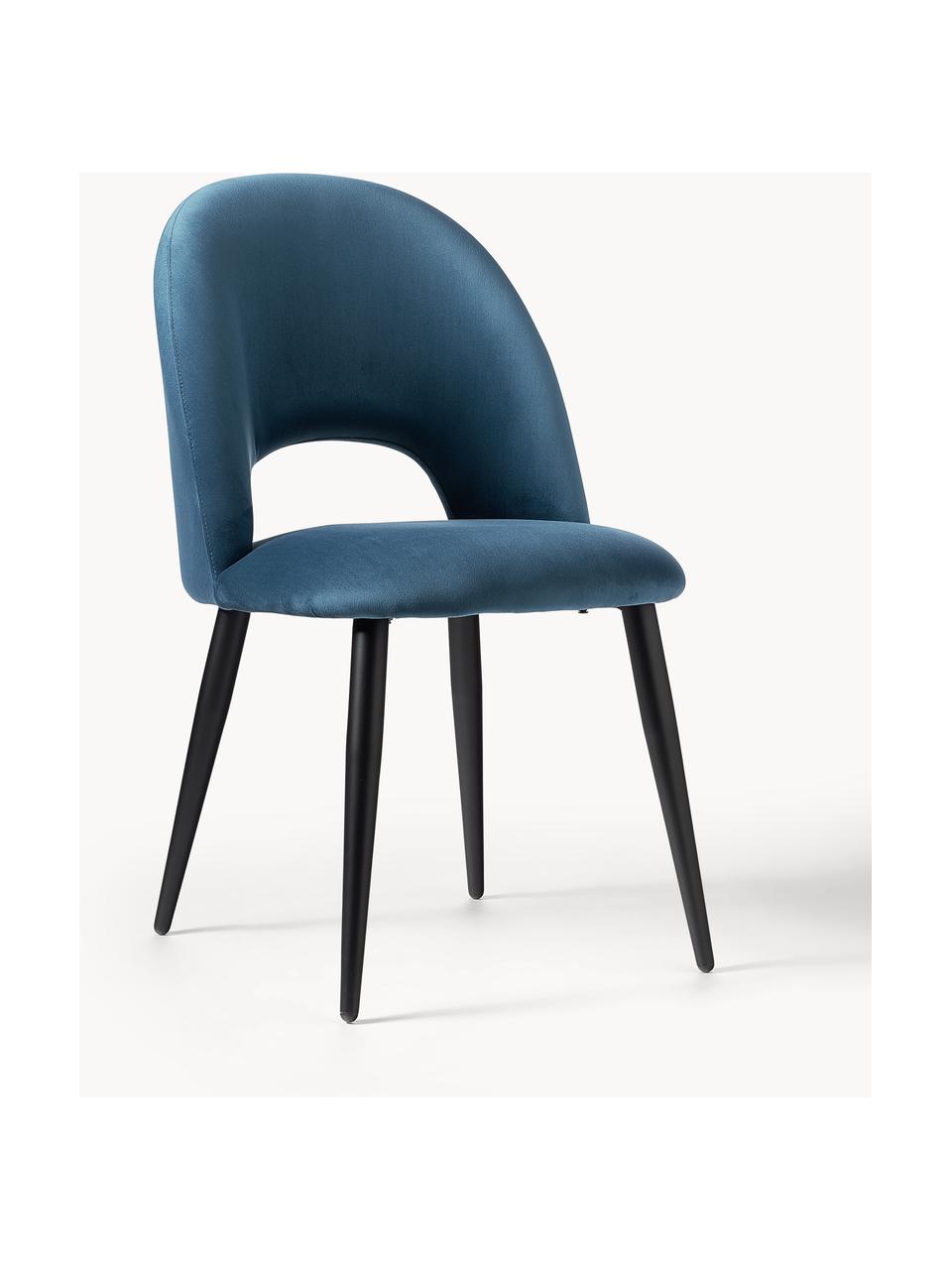 Zamatová čalúnená stolička Rachel, Zamatová modrá, Š 53 x H 57 cm