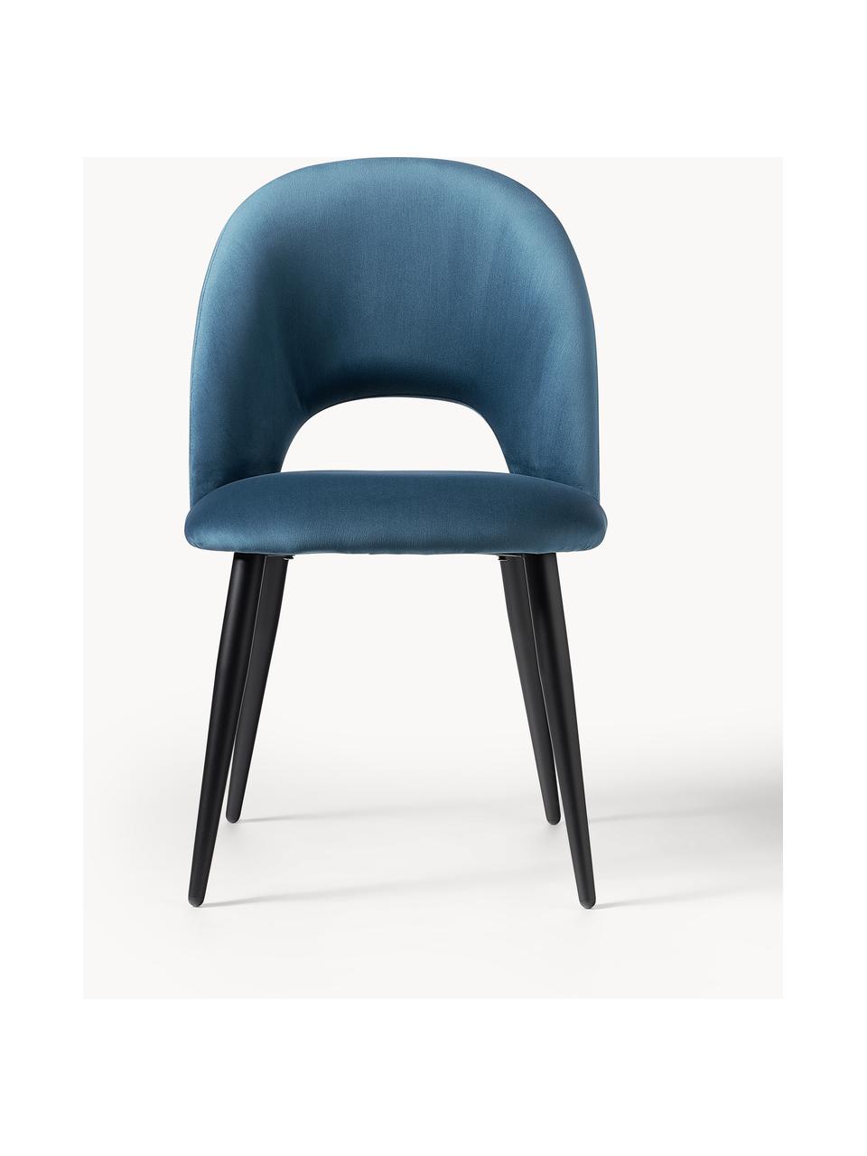 Chaise rembourrée en velours Rachel, Velours bleu foncé, larg. 53 x prof. 57 cm
