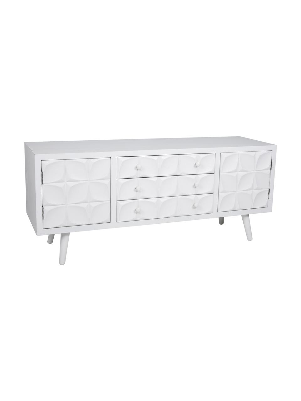 Mueble TV Diamandio, Estructura: madera de abeto, tablero , Blanco, An 136 x Al 59 cm