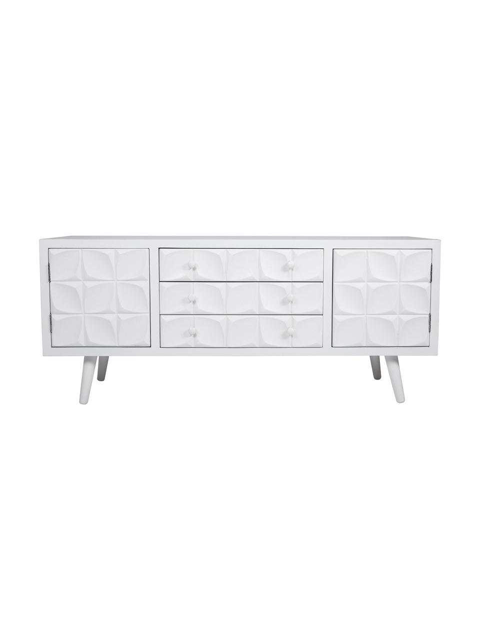 Mueble TV Diamandio, Estructura: madera de abeto, tablero , Blanco, An 136 x Al 59 cm