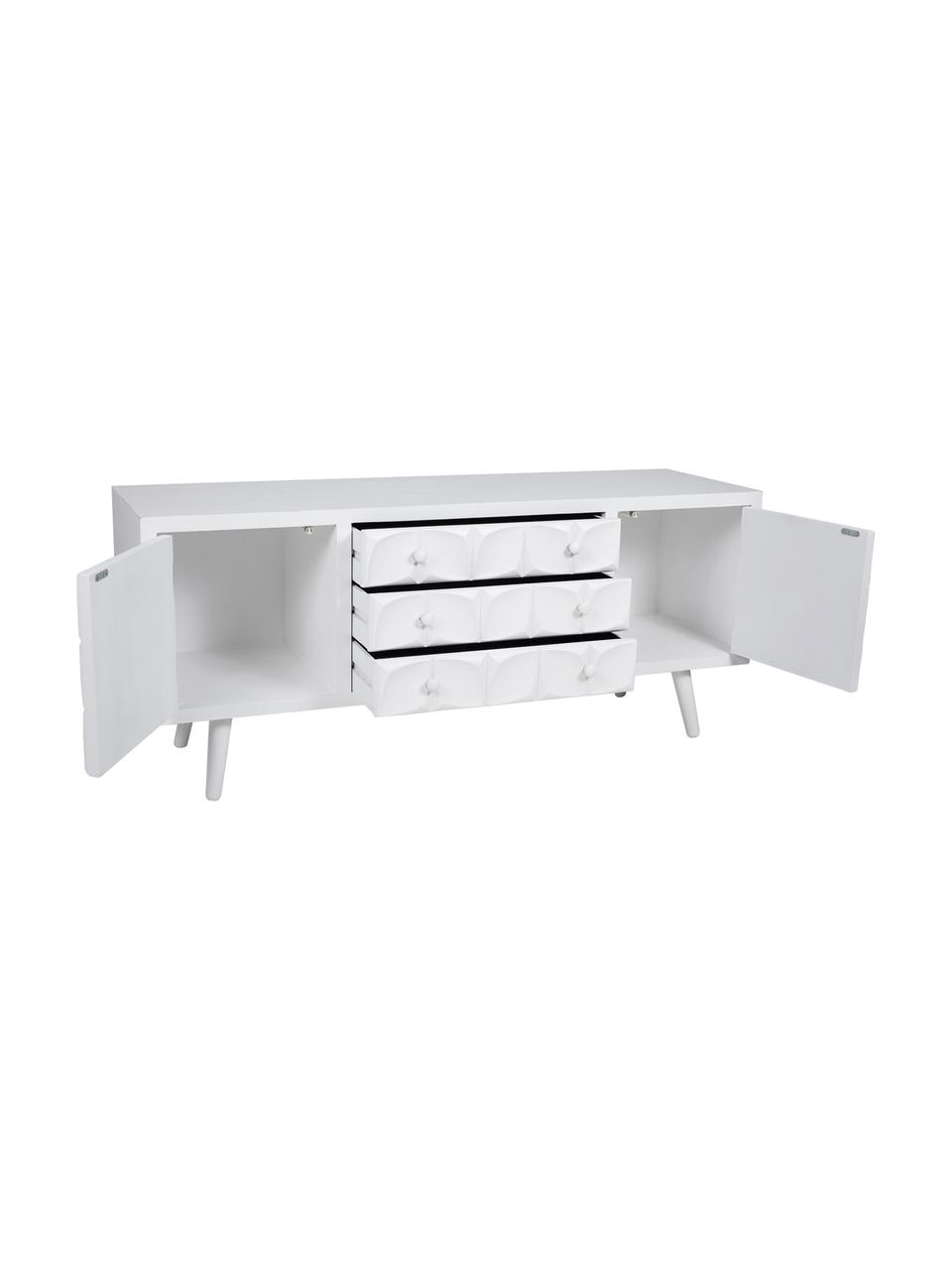 Mueble TV Diamandio, Estructura: madera de abeto, tablero , Blanco, An 136 x Al 59 cm