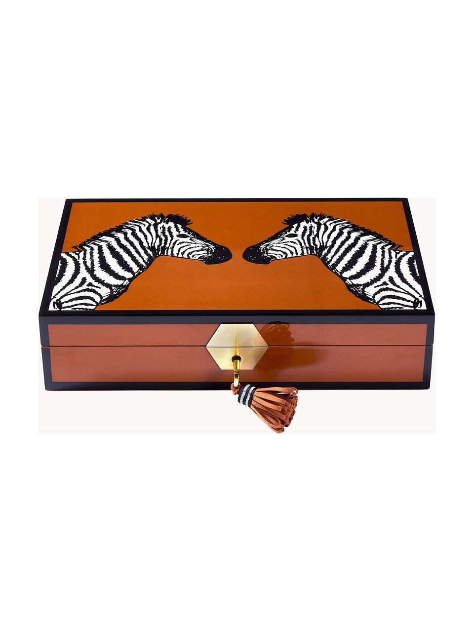 Holz-Schmuckkästchen Zebra, Box: Mitteldichte Holzfaserpla, Zebra, B 29 x T 19 cm