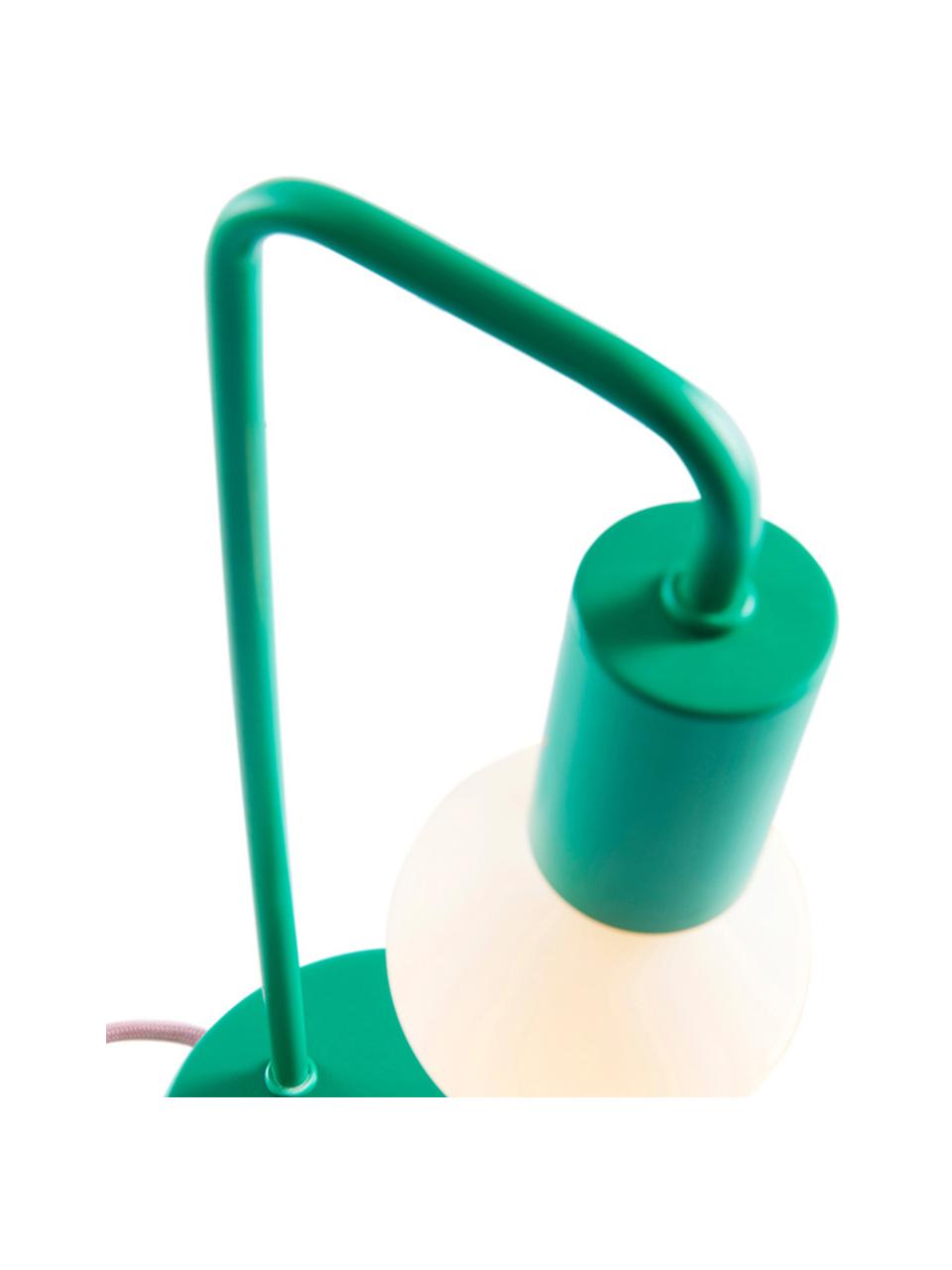 Lámpara de mesa Cascais, Pantalla: metal recubierto, Cable: cubierto en tela, Verde, Ø 14 cm