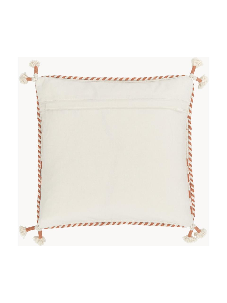 Copricuscino in cotone con nappe Okiro, 100% cotone, Beige, marrone, Larg. 45 x Lung. 45 cm