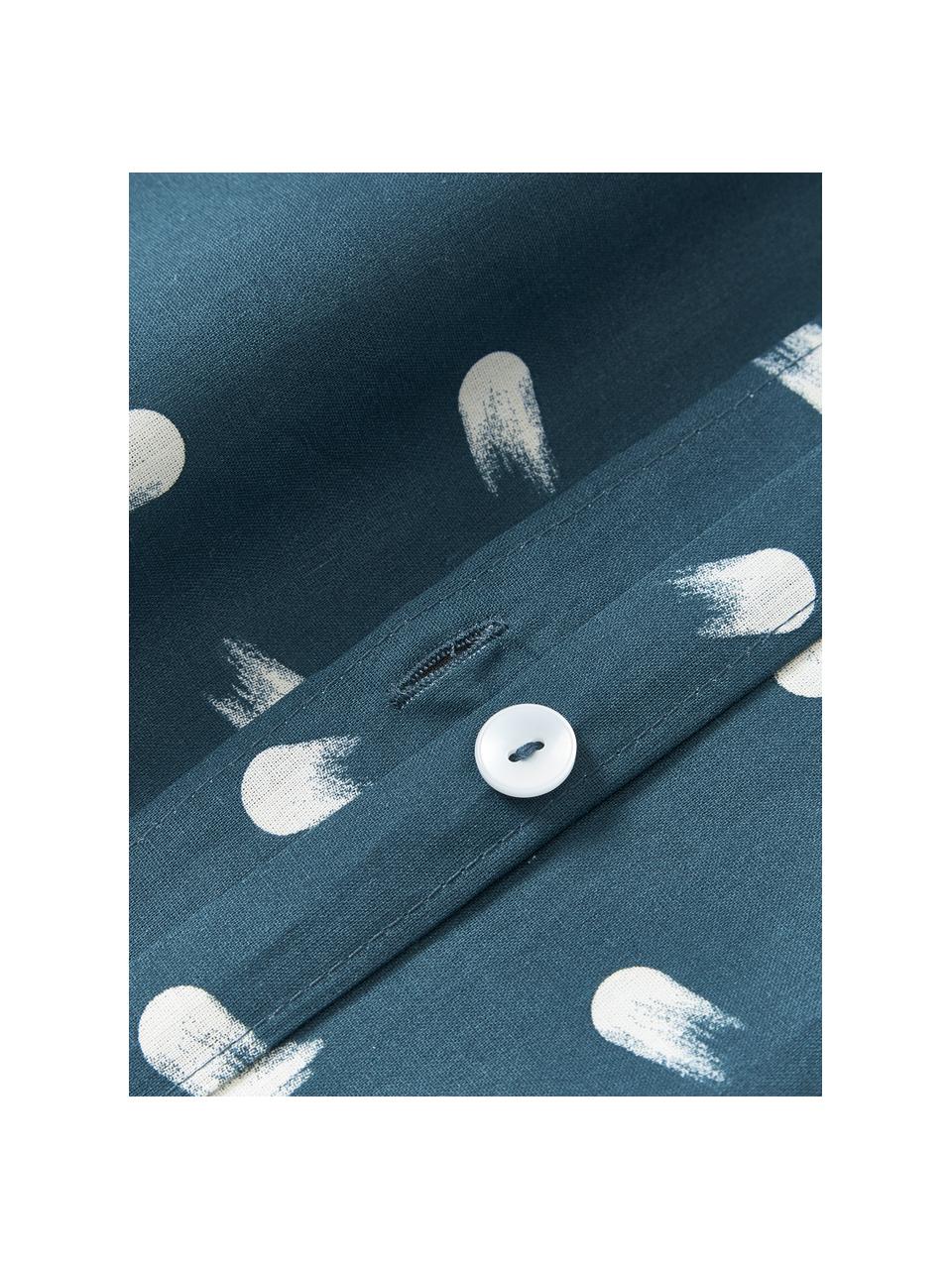 Housse de couette en coton petits pois Amma, Bleu, larg. 200 x long. 200 cm
