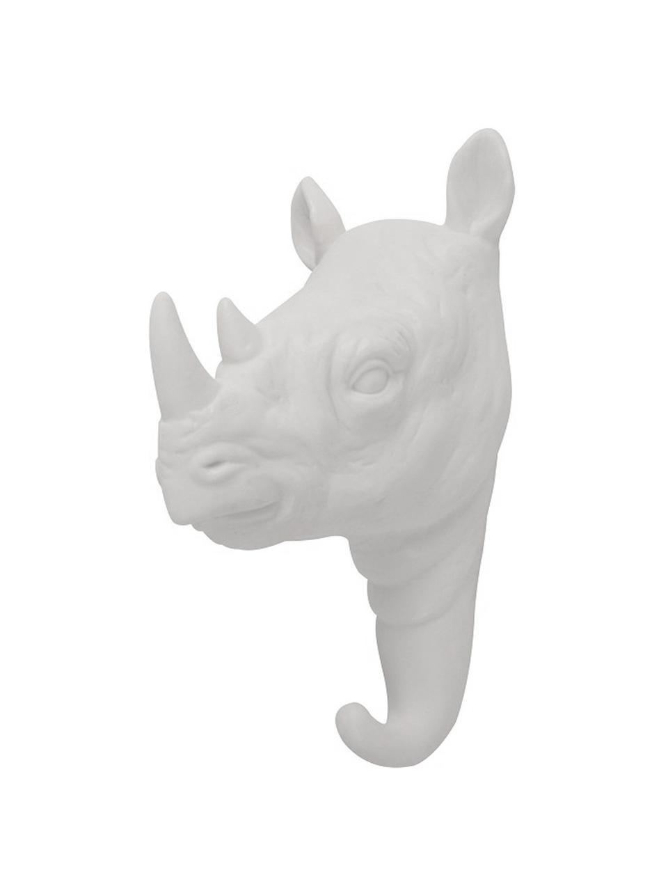 Hak ścienny z porcelany Rhino, Porcelana, Biały, W 14 cm