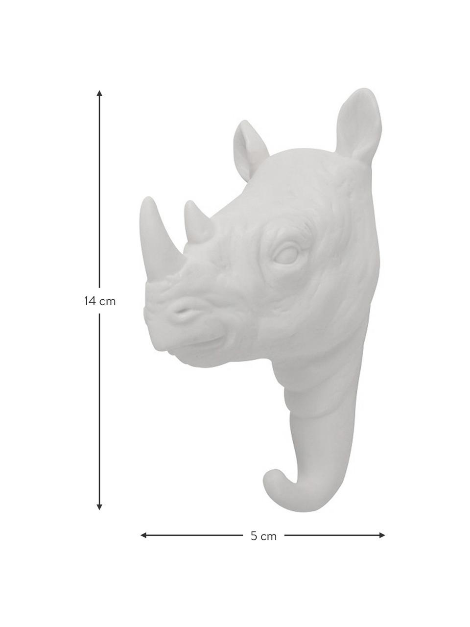 Hak ścienny z porcelany Rhino, Porcelana, Biały, W 14 cm