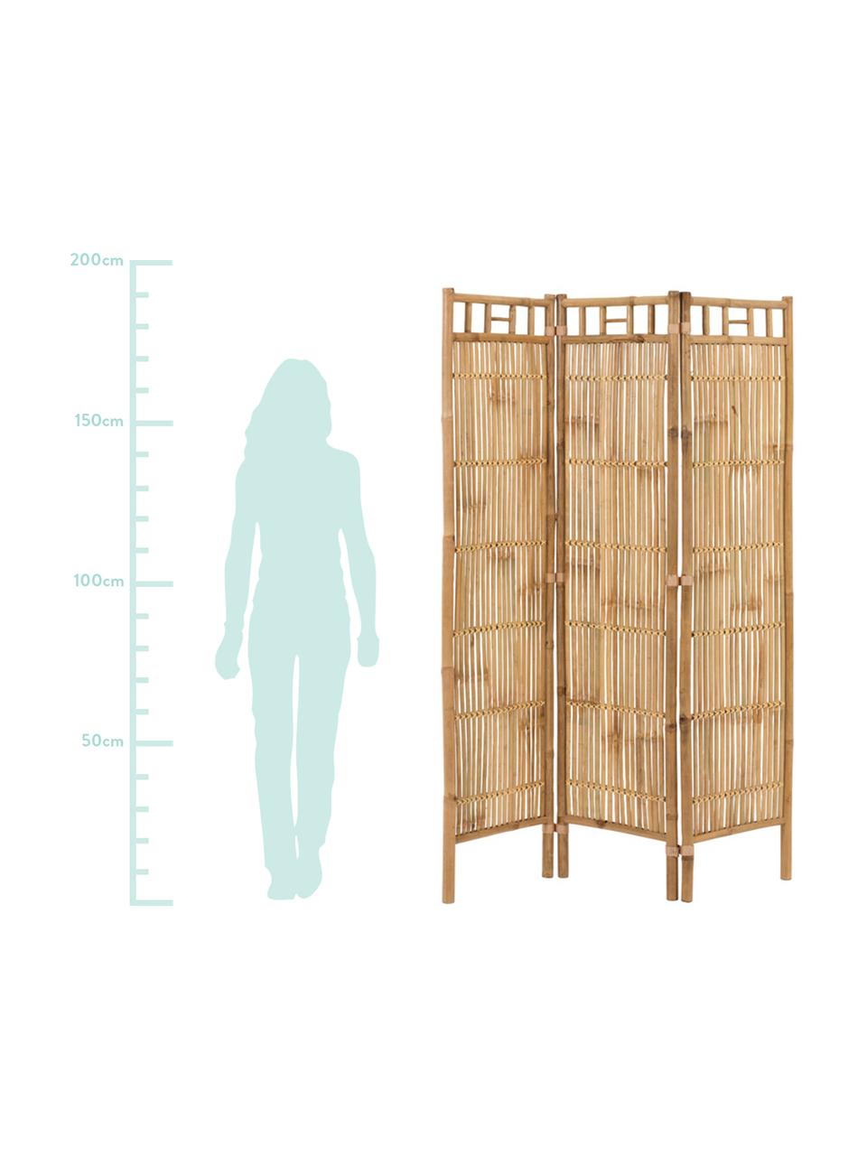 Parawan z rattanu Screen, Trzcina, rattan, drewno bambusowe, Beżowy, S 119 x W 193 cm