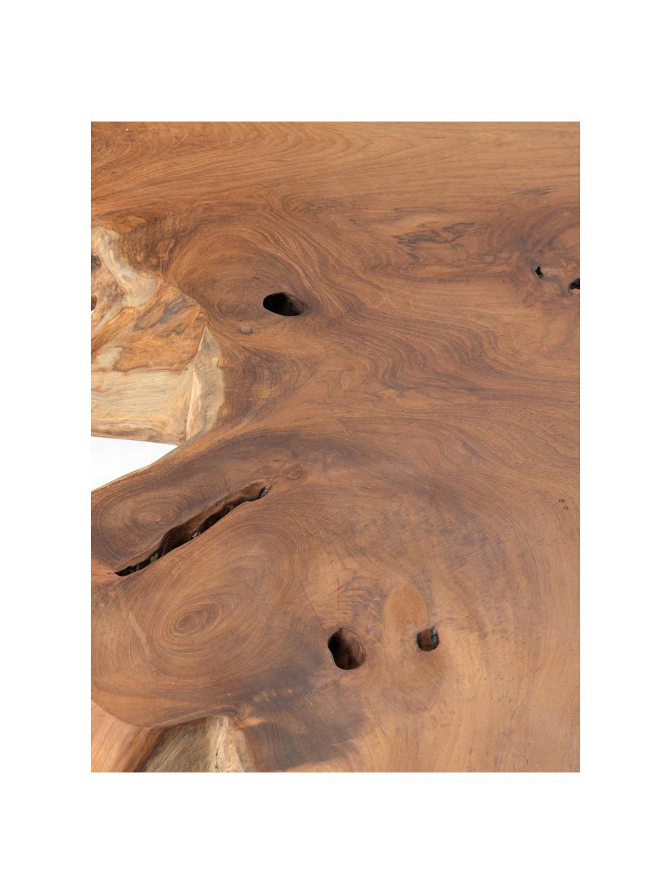 Stolik kawowy z drewna tekowego Natura, Blat: drewno tekowe, Nogi: metal powlekany, Brązowy, czarny, S 80 x G 98 cm