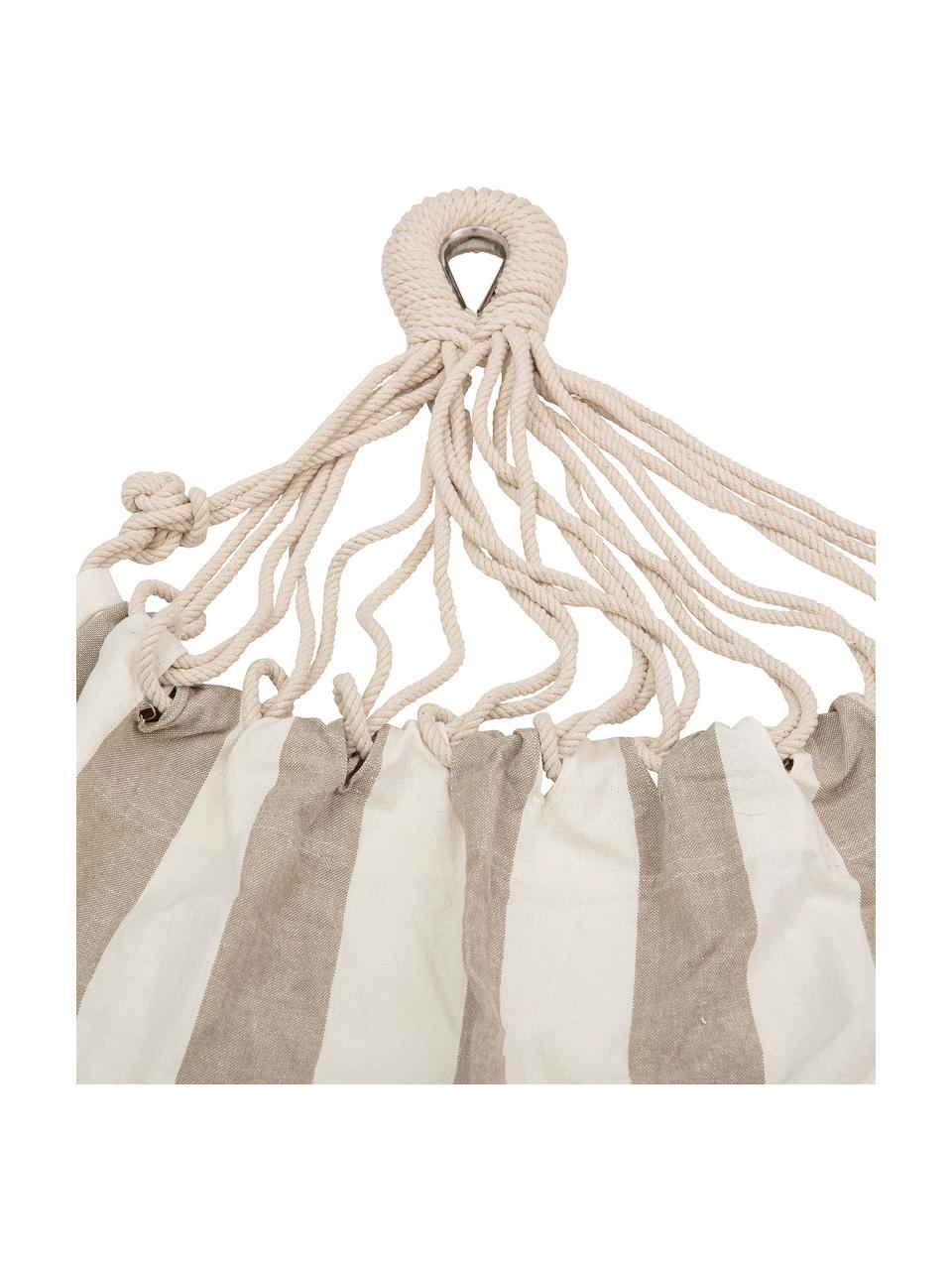 Závesné ležadlo z bavlny s pruhovaným vzorom Lazy, Bavlna, Biela, béžová, Š 100 x D 270 cm