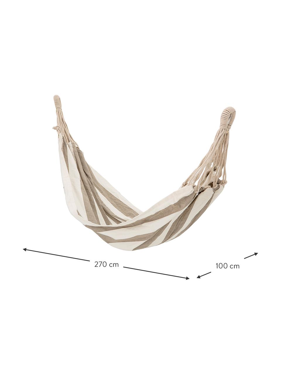 Hangmat Lazy van katoen met gestreept patroon, Katoen, Wit, beige, B 100 x L 270 cm