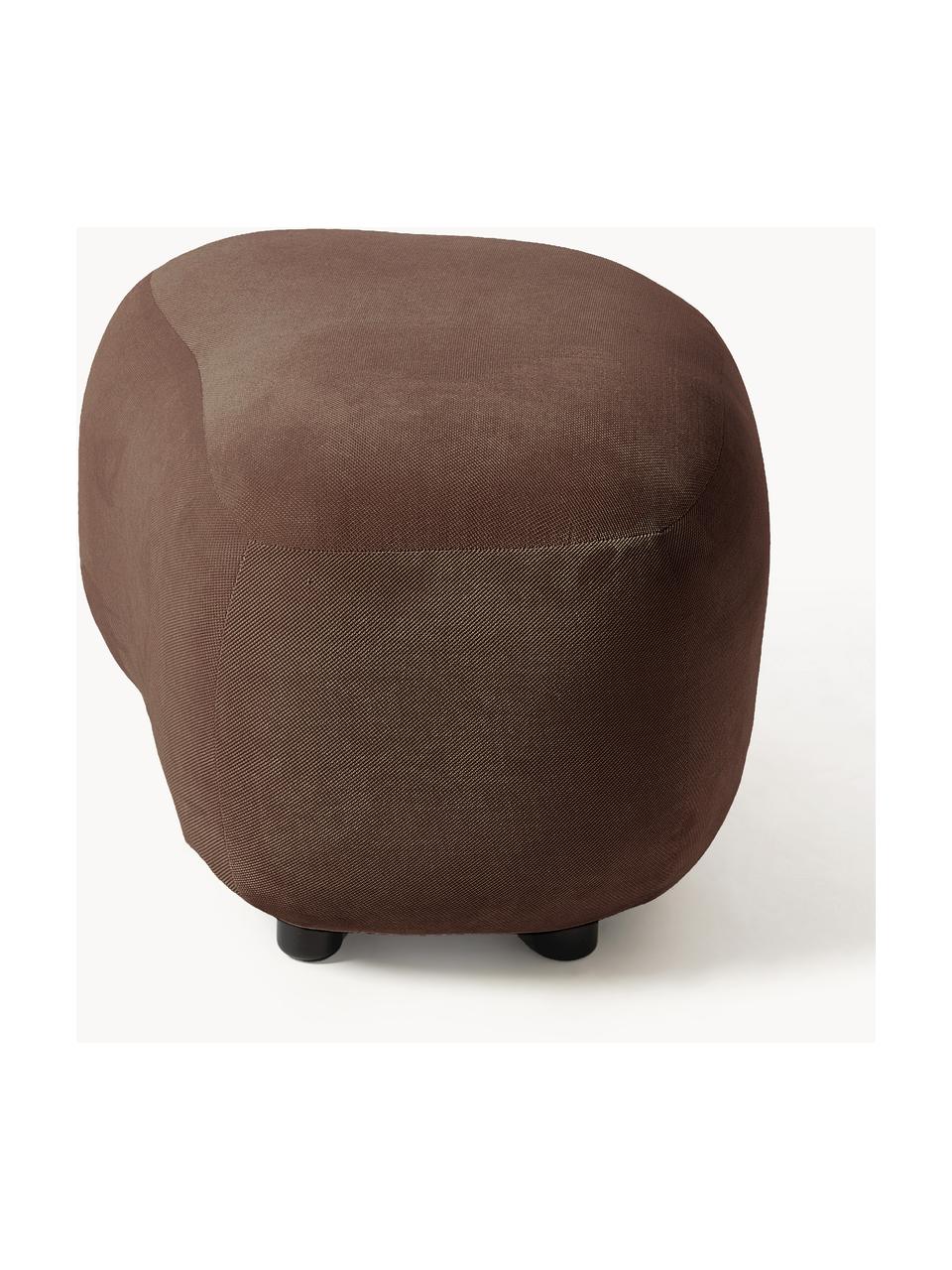 Hocker Alba, Bezug: 97 % Polyester, 3% Nylon , Füße: Kunststoff Dieses Produkt, Webstoff Dunkelbraun, B 70 x H 42 cm, gebogen links