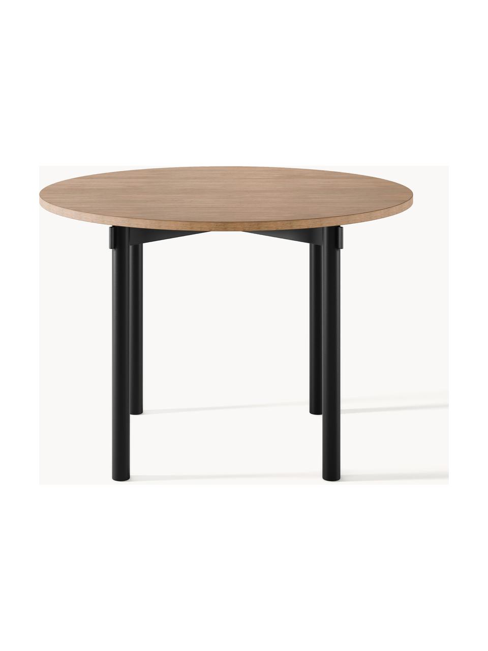 Okrúhly stôl Mavi, Ø 110 cm, Dubové drevo, čierna, Ø 110 cm